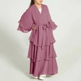 thumbnail image 2 of Otqutp Girls Halterneck Layer Chiffon Dress A-Line Swing Muslim Dresses for Teens 𝗥uffle 𝗧iered Elegant 𝗗ubai Prayer Abayas, 2 of 5