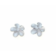 Sterling silver 925 Hawaiian plumeria flower cz post stud earrings 10mm