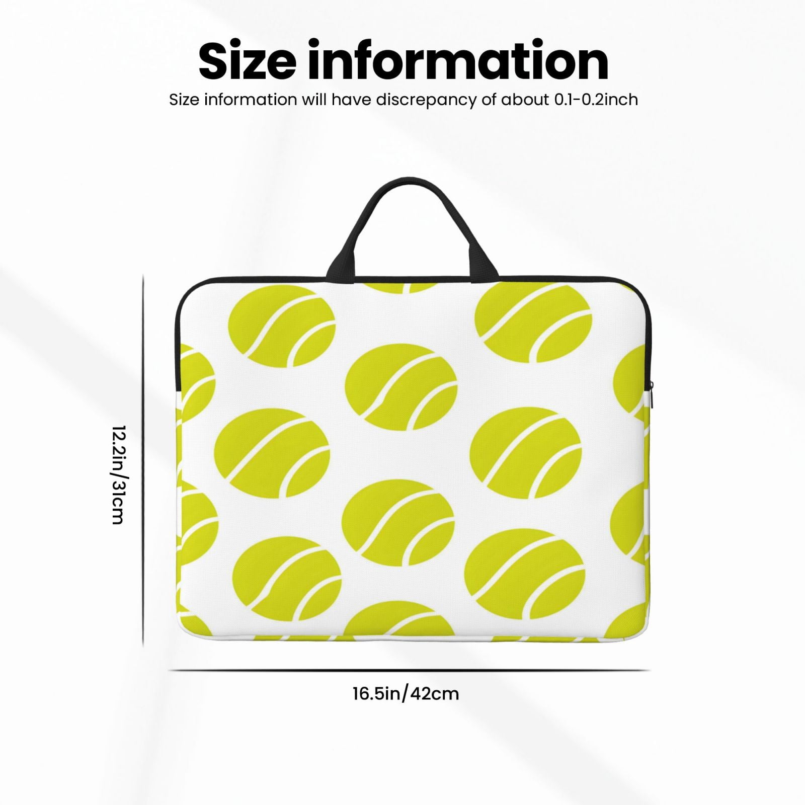 Laptop Sleeve Bag For Women Men 14inch Waterproof Durable Protective Computer Carrying Cover Handle Laptop Case Bag Seamless Pattern Tennis Theme