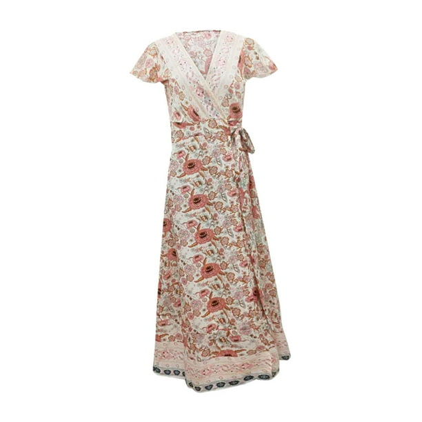 Vestido de verano para mujer Yuyangstore Manga corta Beige