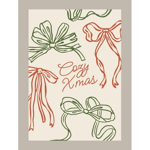 Cozy Christmas Card with Festive Bow Design – Perfect for Holiday Greetings, Includes Envelope, Blank Inside for Personal Messages