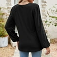 thumbnail image 6 of Besolor Women's Fall Tunic Tops Trendy V Neck Long Sleeve Eyelet Shirts Casual Ladies Going out Dressy Blouses Tee, 6 of 6