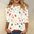 thumbnail image 2 of successthop Womens Easter Shirts Egg Festival 3/4 Sleeve Holiday T Shirt Crewneck Beach Tops Summer Vacation Clothes 2XL, 2 of 5
