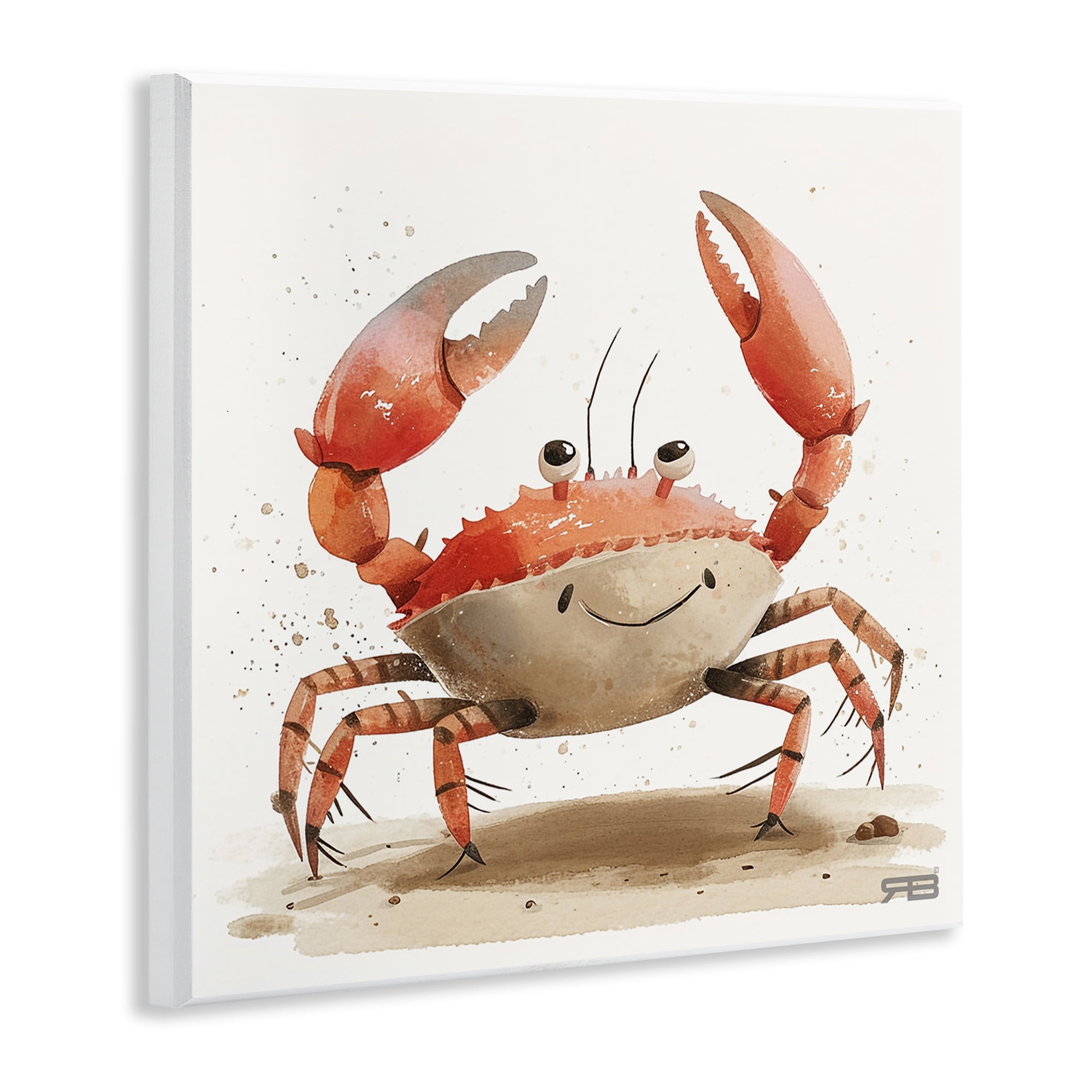 Stupell Industries Happy Beach Crab Animals Painting Unframed Art Print Wall Art, 12 x 12