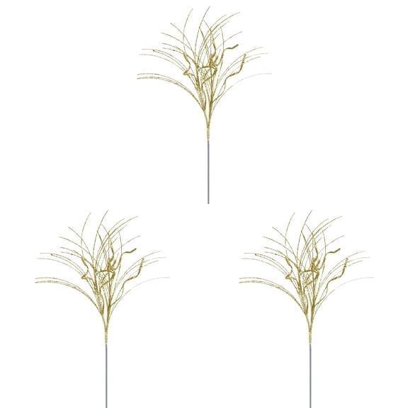 Clearance Under $3 Gold Glitter Branch Christmas Table Decoration with Sequins and Flexible Stems - 3 Pieces