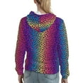 thumbnail image 7 of Balery Leopard Neon Rainbow Gradient Pattern Womens Long Sleeve Hoodie, Pullover Hooded Sweatshirt, Kangaroo Pocket Hoodie with Eye-catching Drawstrings-Medium, 7 of 7
