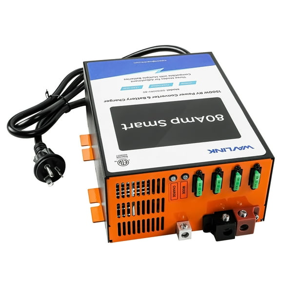 WAVLINK RV Power Converter 80Amp, 120V AC to 12V DC, Smart Lithium Battery Mode, Lead-Acid Battery Mode & Fixed Voltage Mode, Adjustable 13V-16.5V Voltage Compatible with Various RV Batteries