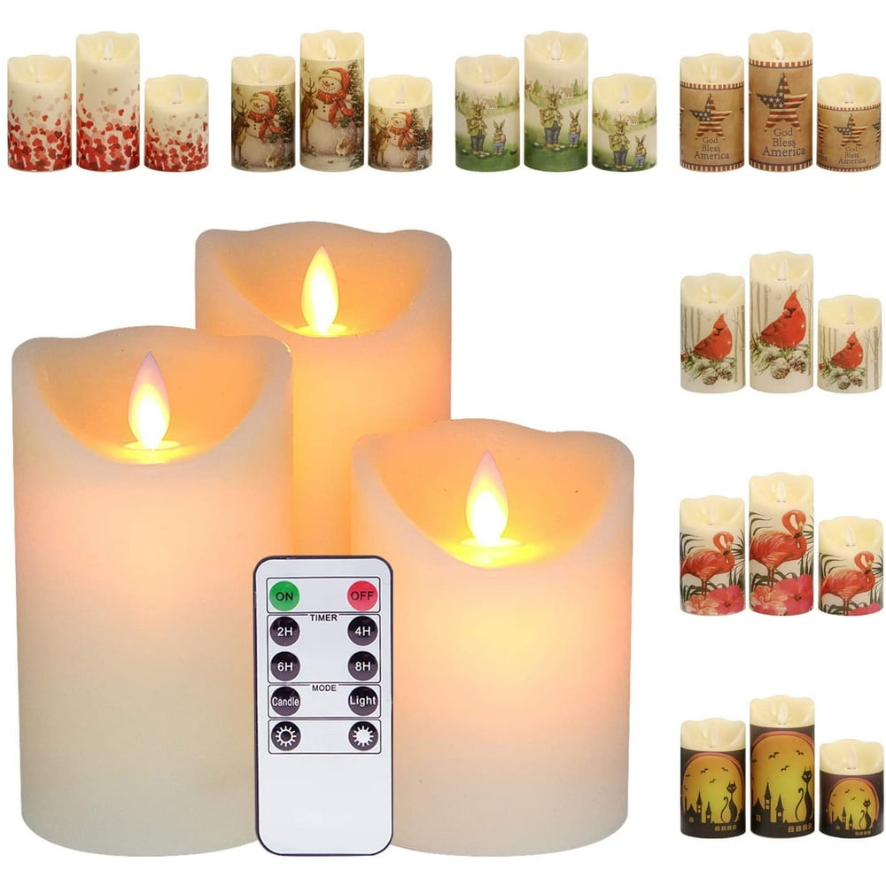 GenSwin Battery Flameless Candles Flickering with 10Key Remote Timer