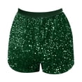 thumbnail image 5 of GEWSEY Women's Sparkly Sequin Shorts Elastic Waist Glitter Straight Leg Party Shorts with Pockets (Green, M), 5 of 7