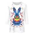 thumbnail image 4 of Enjoytime Easter Womens Shirt Cute Eggs Bunny Print Crew Neck 3/4 Sleeve T Shirts Loose Casual Plus Size Tops, 4 of 4