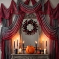 thumbnail image 6 of Lilixerw Halloween Creepy Gauze Table Runner, Red‑Black Tone Crinkle Fabric Drape, for Table, Mantel, Doorway and Party Setup, 35.43x70.86 inch, 2 Pack, 6 of 6