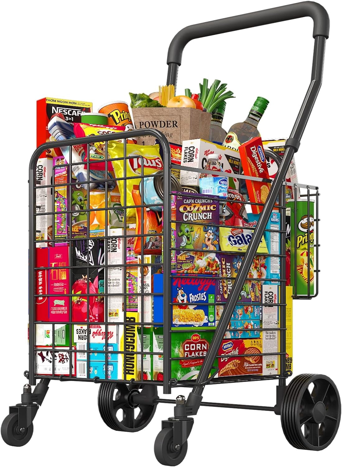 Siffler Shopping Cart with Swivel Wheels, Black