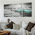 thumbnail image 2 of Nawypu Framed Wall Art Canvas Ocean Decor Beach Theme Bedroom Large Sunset Blue Ocean Waves Seagulls Panels for Interior Bathroom Wall Décor Scenery Bed Dining Room Peel And Stic 12''x16''X3 Panels, 2 of 4