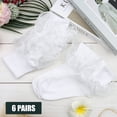 thumbnail image 7 of VEGCOO 6 Pairs Ruffle Ankle Socks – Lace Frilly Cotton Socks, Fashion Princess Style Socks for Women & Girls, 7 of 7