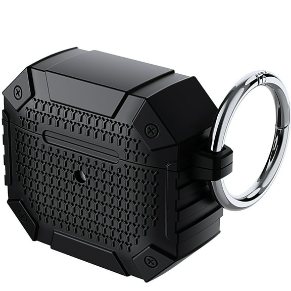 Allytech Compatible with AirPods 3 2021 Case Cover, AirPods 3rd Generation Case 2021, Shock-Absorbig Silicone TPU Full-Body Protective Accessories Skin with Keychain [Front LED Visible], Black