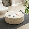 thumbnail image 4 of 39.37" Round Coffee Table for Living Room Fiberglass Circle Coffee Table Modern Drum Center Table for Apartment, No Need Assembly, 4 of 6