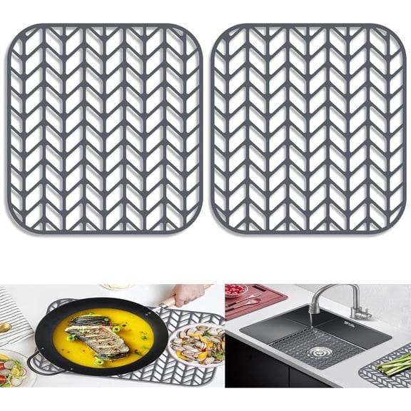 Carestrong sink mat ,Sink Protectors for Kitchen Sink - 13.6" x 11.7" Sink Mat - Heat-resistant Easy-clean Silicone Sink Mat - for Protection of Stainless Steel Sink Pack of 2