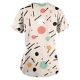 thumbnail image 3 of ADSSDQ Fun Scrub Tops Women Color Dots Printed Srcubs Tops Stretch Plus Size Short Sleeve V-Neck Working Nurse Uniform with Pockets Beige XL, 3 of 3