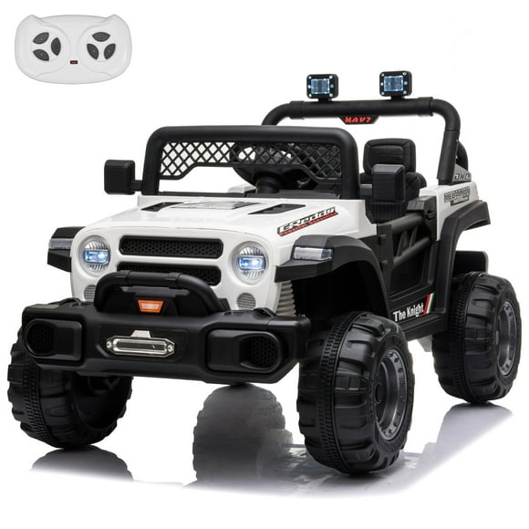 VOLTZ TOYS Jeep 12V Kids Ride On Car Toy with Open Doors, Working Searchlights, Parental Remote Control & LED Headlights - White
