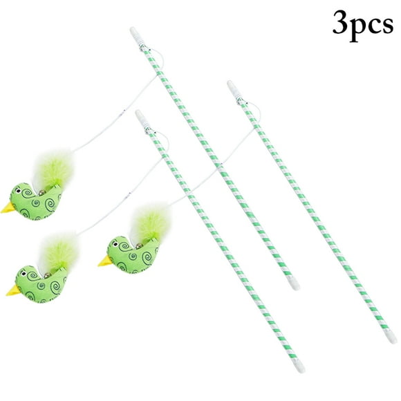 3PCS Cat Teaser Wand Creative Bird Faux Feather Cat Wand Kitten Interactive Toy