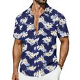 thumbnail image 1 of Camisetas Hawaianas de Manga Corta Botón Abajo Impresa Ropa de Playa con Cuello en V, Tela Transpirable Ligera para Vacaciones Y Uso Diario, 1 of 8
