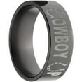 thumbnail image 3 of 8mm Flat Black Zirconium Ring with "Cowboy Up" Laser Design, 3 of 3