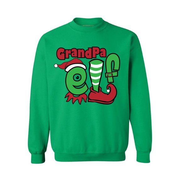 Awkward Styles Grandpa Elf Christmas Sweatshirt Family Elf Christmas Sweater for Grandpa Funny Elf Suit Christmas Sweater Elf Grandpa Christmas Holiday Sweatshirt Grandparents Christmas Gift Idea
