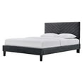 thumbnail image 1 of Platform Bed Frame, Full Size, Charcoal Grey Gray, Velvet, Modern Contemporary, Bedroom Master Guest Suite Room, 1 of 9