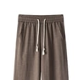 thumbnail image 4 of LEKWK Linen Pants Men Baggy Fit Elastic Drawstring Waist Trousers with Pockets Lightweight Loose Fit Casual Wide Leg Pants Summer Beach Vacation Outfits, 4 of 5