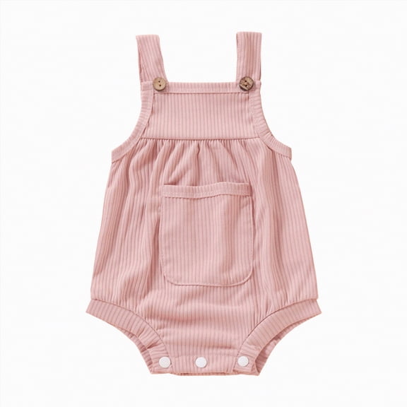 TAmten Baby Girl Summer Romper Cotton Baby Girl Sleeveless Romper Birthday Outfit Cute Baby Girl Summer Clothes(Pink,9-12 Months)