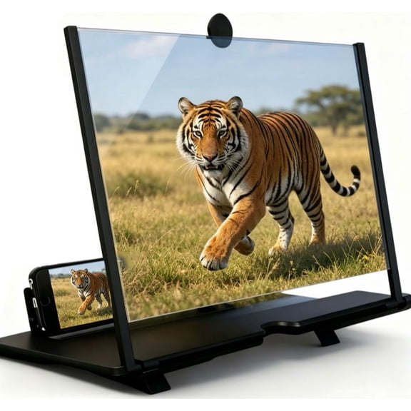 18 Inch Phone Screen Magnifier 3D HD, Screen Magnifier Holder for Cell Phone, Foldable Phone Stand, Reduces Eye Strain