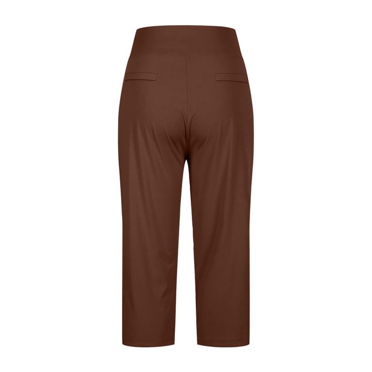 CLANE VELOUR CAPRI PANTS サイズ1 ブラウン 正規品 zbxnLI Capri Work Pants for Women Stretch High Waist Knee Length