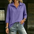 thumbnail image 4 of Warop Women's 3/4 Sleeve Sweatshirt Fall Winter Casual Lapel Collar Button Pullover Top for Daily Office, 4 of 9