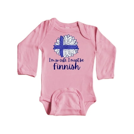 

Inktastic I m So Cute I Must be Finnish Sunflower Gift Baby Boy or Baby Girl Long Sleeve Bodysuit
