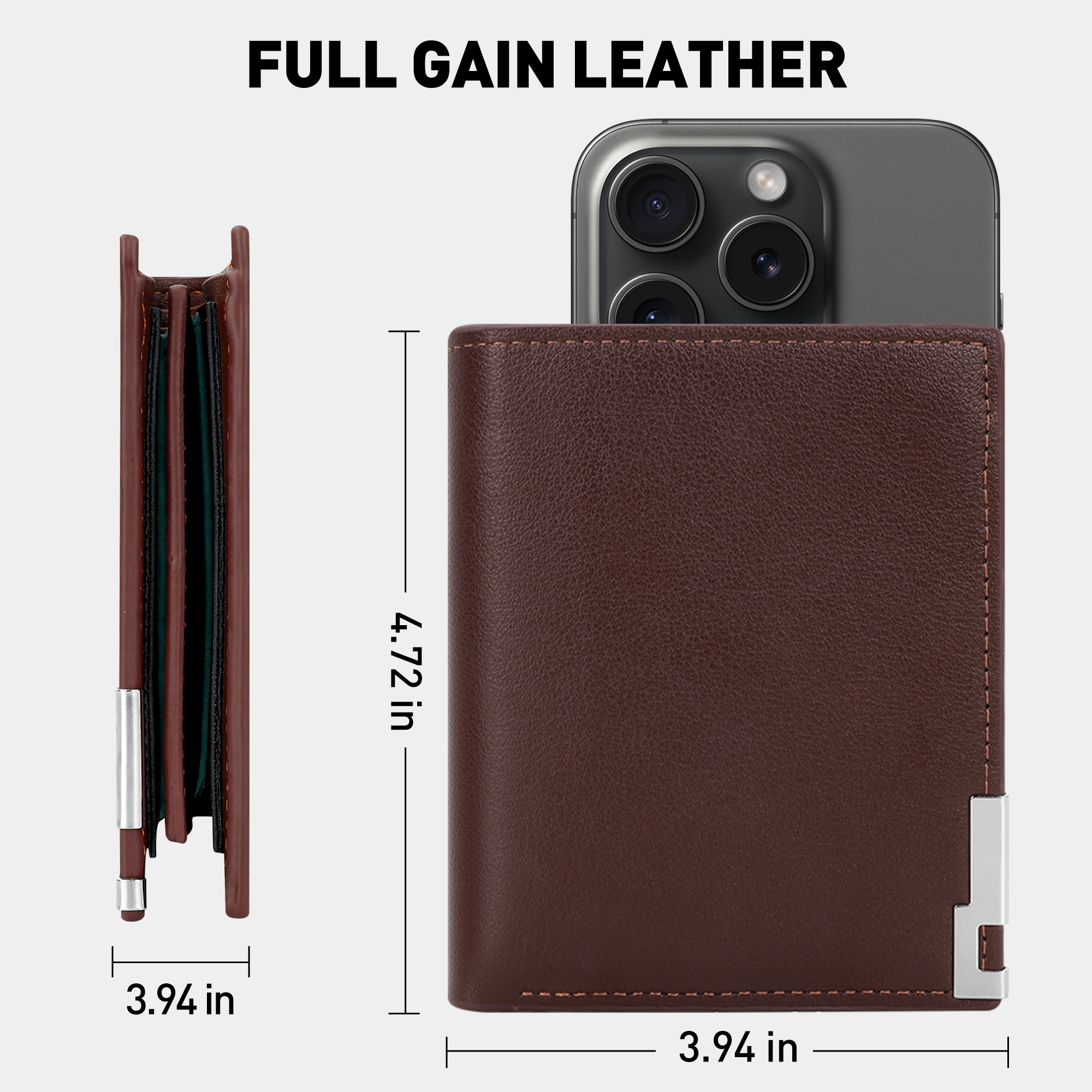 Cshidworld Men's Full Grain Leather Bifold Wallet with RFID Blocking, Brown photo 6