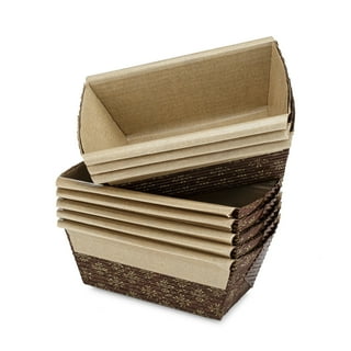 Pastry Chef's Boutique Easy Bake Paper Mini Loaf Pans - Small Rectangle  Loaf 3 1/8'' x 1 9/16''x 1 5/8''- Brown - 25pcs