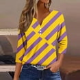 thumbnail image 1 of UPPADA Femmes T-Shirts à Manches 3/4 Mardi Gras Yall T-Shirts à Imprimé Floral Col Ras du Cou Blouse à devant Plissé Hauts d'Été Décontractés Chandail à Enfiler Haut Mode Fête Défilé Hauts Femmes Hauts à Manches 3/4 Économie, 1 of 5