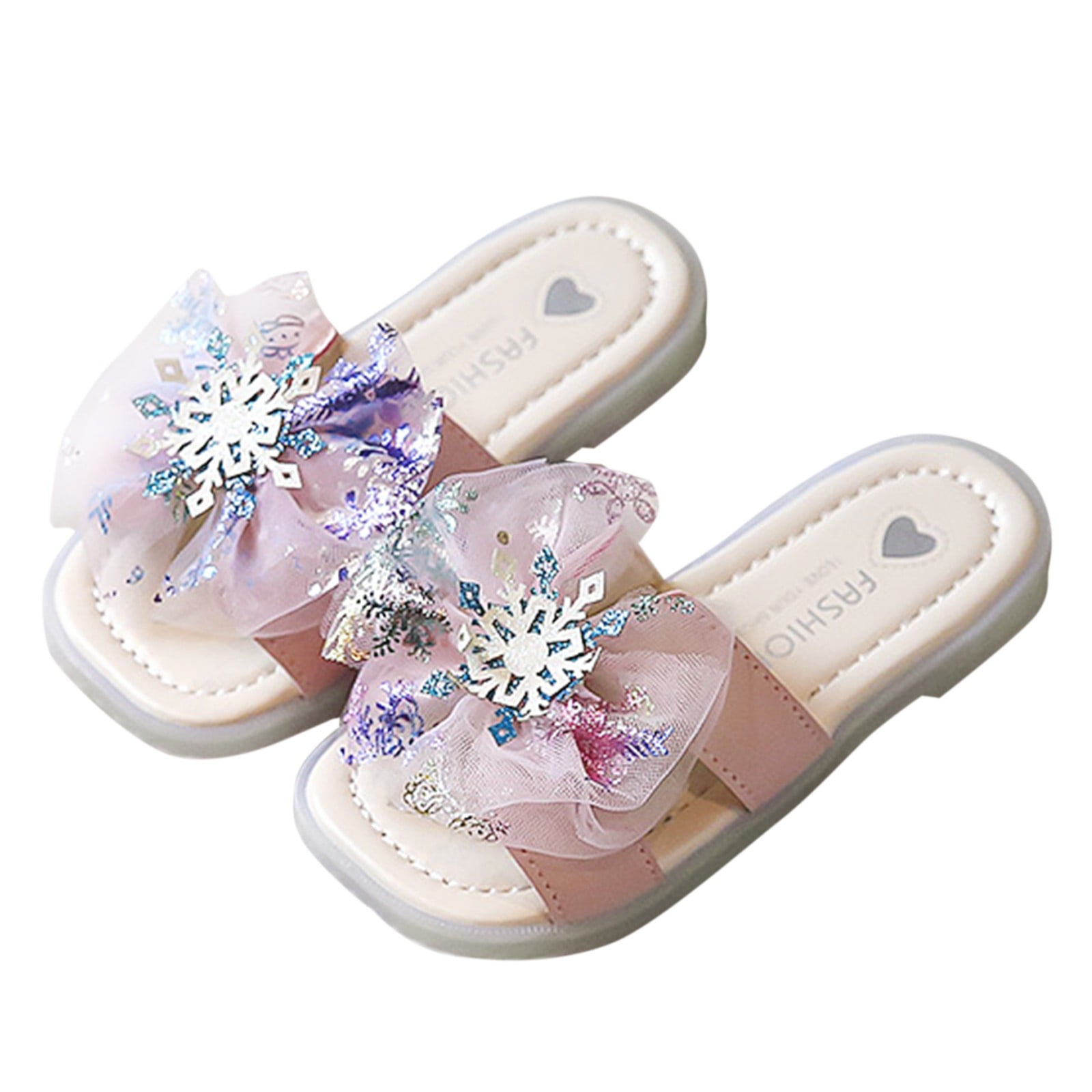 B91xZ Girls' Sandals Children Shoes With Diamond Shiny Sandals Princess  Shoes Bow High Heels Show Princess Toddler Girl Shoes Purple,Size 2