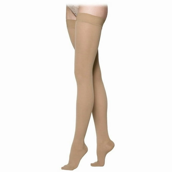 Sigvaris Essential 233 Cotton 30-40 Open Toe Thigh High Compression Stockings w/Grip Top Crispa LL Long
