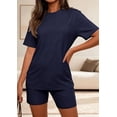 thumbnail image 2 of PRETTYGARDEN Women's Two Piece Matching Lounge Sets Summer Casual Tops Short Sleeve Shirts Shorts Travel Airport Outfits, 2 of 7
