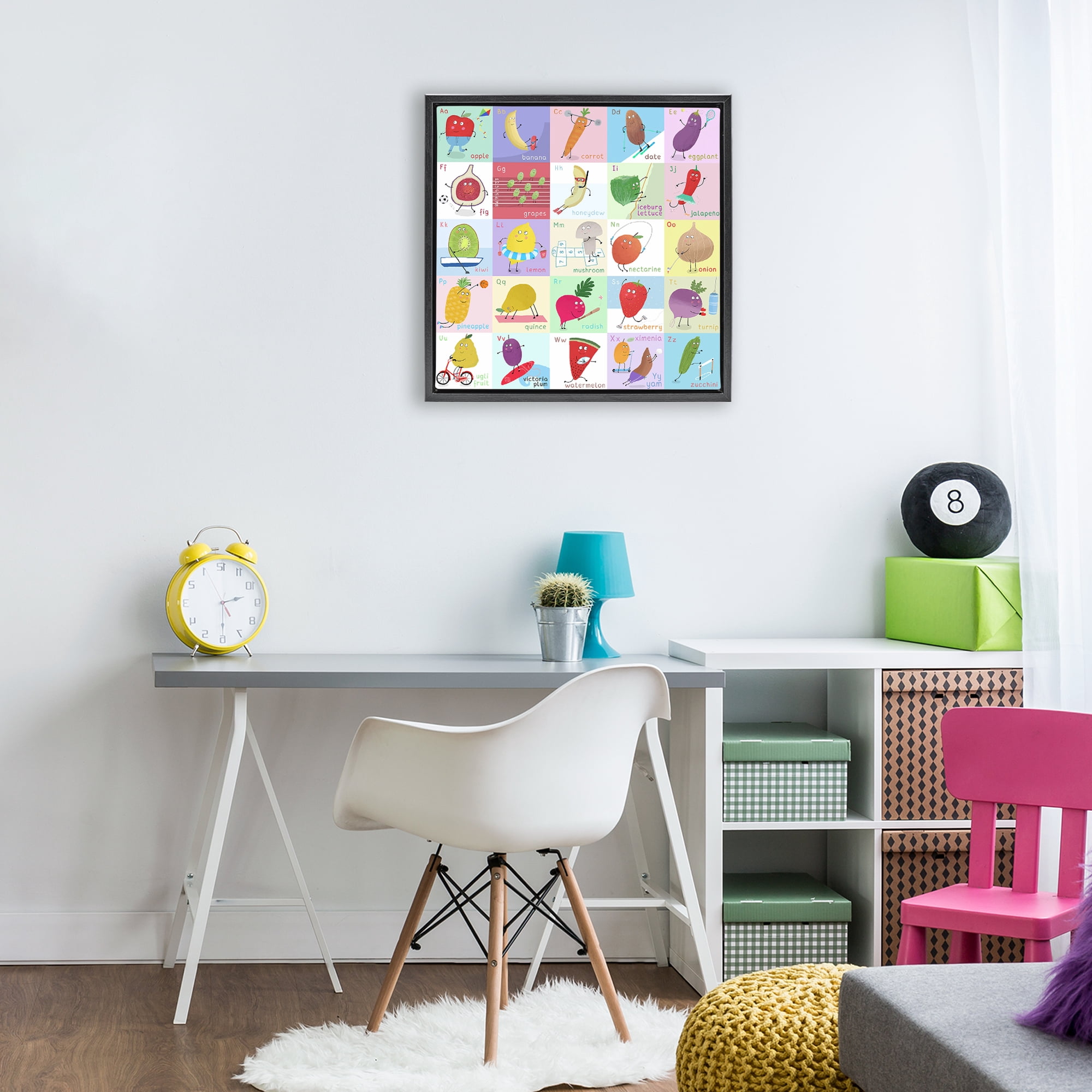 Stupell Industries Sporty Fruit Educational Black Framed Floater Canvas Wall Art, design by Carla Daly