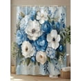 thumbnail image 4 of Fsddascl Hydrangeas Flower Shower Curtain Set - Extra Long 72" x 96" Washable Curtain with 12 Hooks, Blue White Floral Country Oil Painting Waterproof Fabric Stall Shower Curtains for Bathroom, 4 of 6
