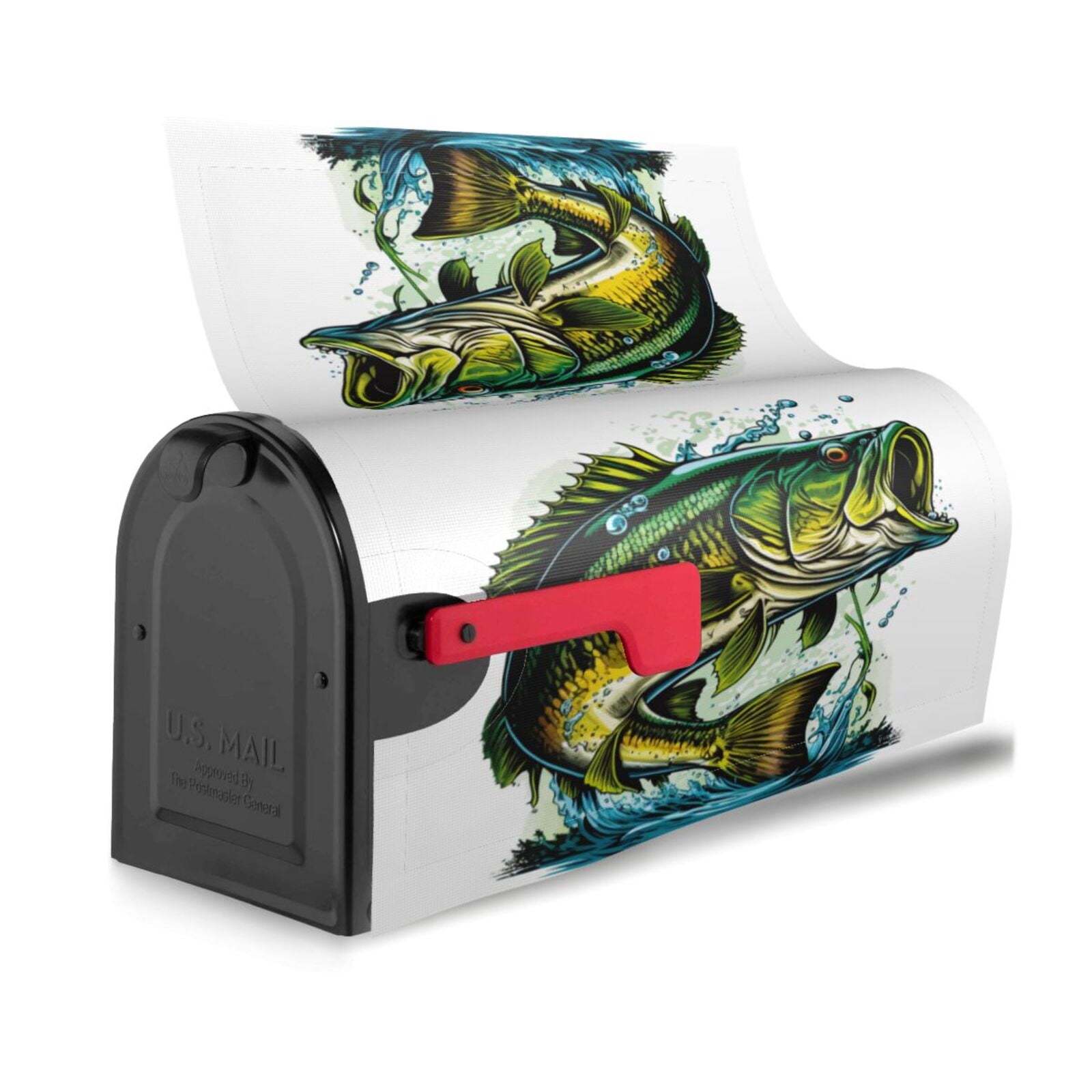 Xecao Big bass fish for Mailbox Cover with Magnetic Strips, Waterproof and Sunscreen, Adds a Decorative Touch to Your Garden Yard-21x18 in