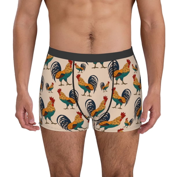 Balery Rooster Calzoncillos bóxer para hombre, ropa interior de algodón suave y transpirable con cinturilla de nailon-Medium