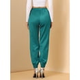 thumbnail image 4 of INSPIRE CHIC Pantalones deportivos de cintura elástica con cordón para mujer, pantalones de chándal de satén hasta el tobillo con bolsillo Azul eléctrico XS, 4 of 6