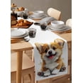 thumbnail image 6 of ERUNPONLY Cartoon Cute Puppy Table Runner - 120 Inch Long Sitting Pet Dog Watercolor Cotton and Linen Blended Dress Scarves Farmhouse Table Runner for Kitchen Dining, Coffee Table, 13"x120", 6 of 8