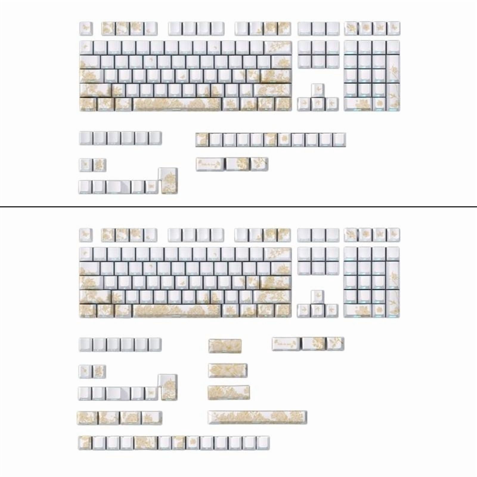 146/136 Keys Translucent Keycaps Platinums Embroidery PBT Side Print Backlit Shine Through Keycaps for M Keyboard
