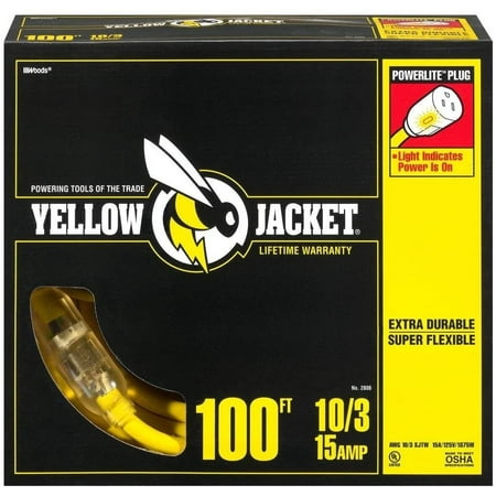 

Yellow Jacket Extension Cord 10/3 Sjtw-A 100 15 Amp Yellow Ul