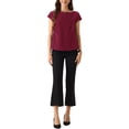 thumbnail image 2 of INSPIRE CHIC Cap Sleeve Dressy Top for Women's Boat Neck Office Work Belted Peplum Tops XL Burgundy, 2 of 6