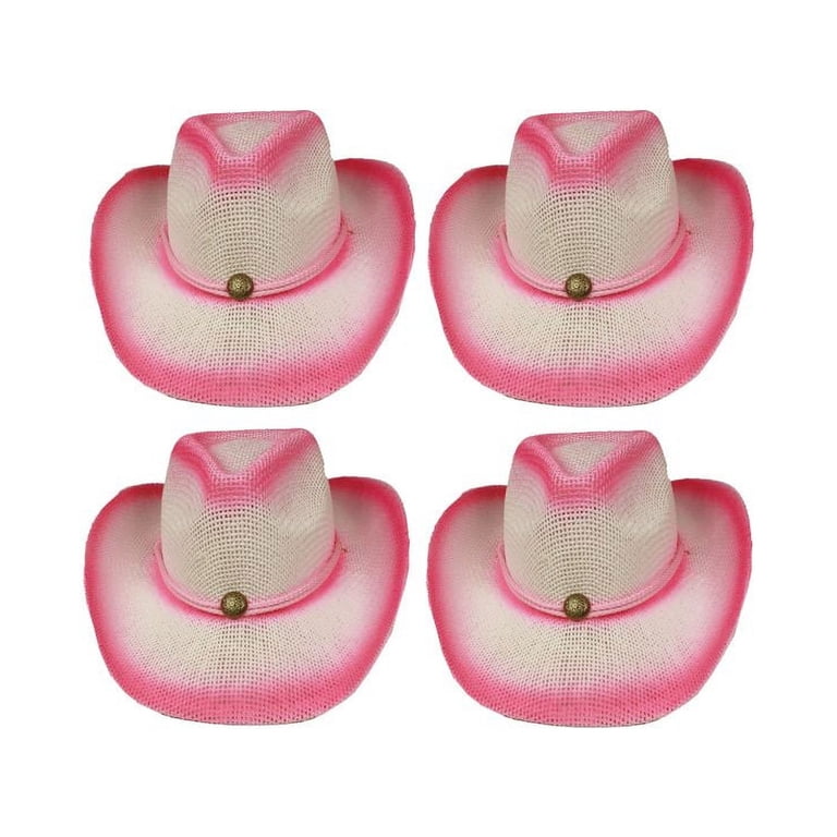 Pink Ombre Woven Straw HAT with Beads Cowgirl Women  display picture 1